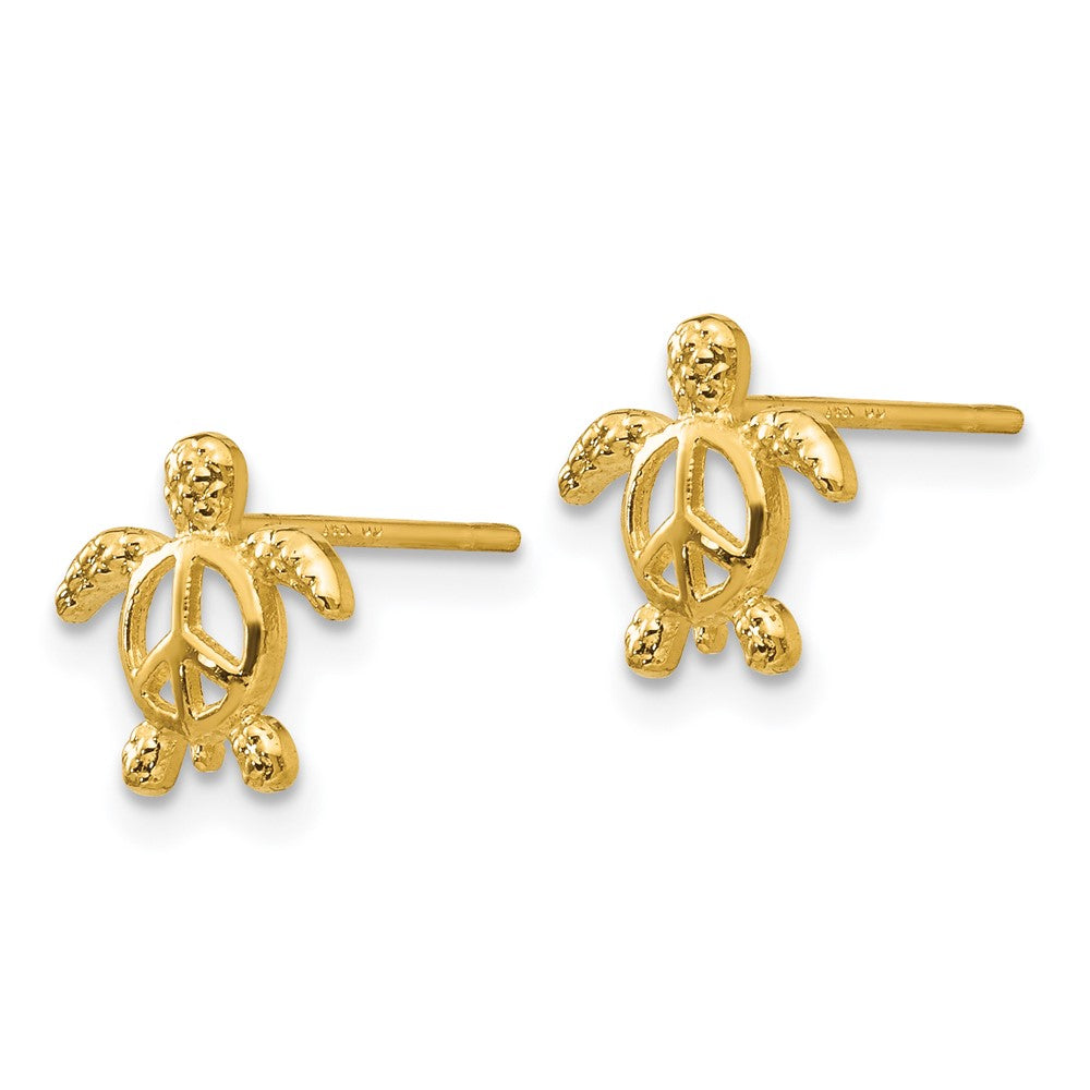 14K Gelbgold Frieden Schildkröte Ohrstecker