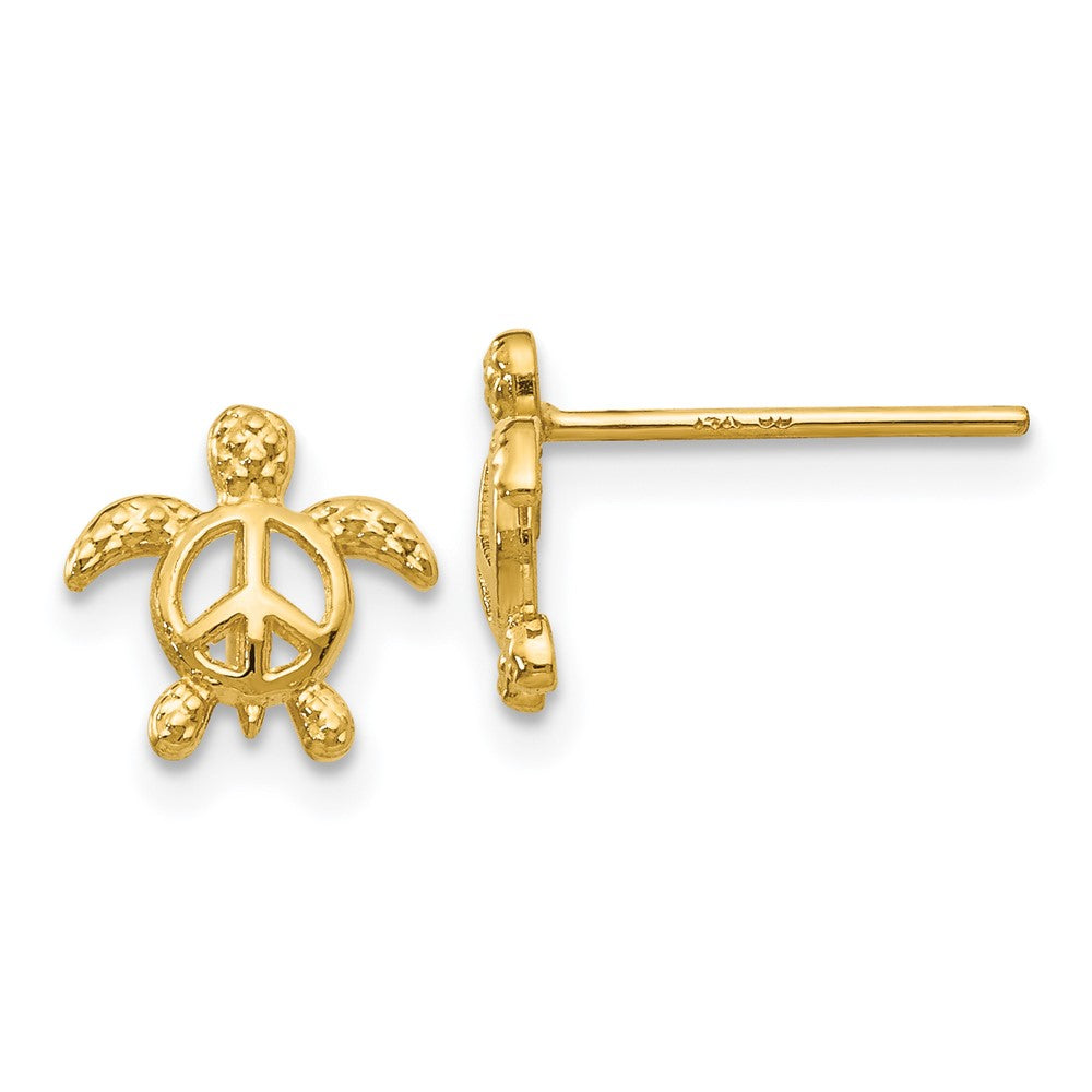 14K Gelbgold Frieden Schildkröte Ohrstecker