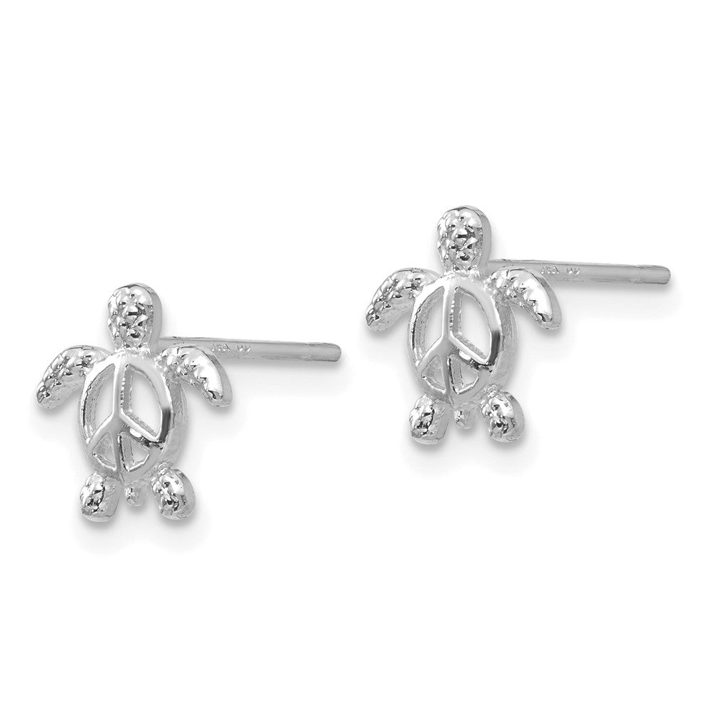 14K Weißgold Frieden Schildkröte Ohrstecker