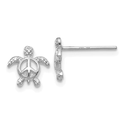 14K Weißgold Frieden Schildkröte Ohrstecker