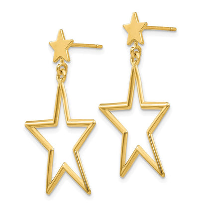 14K Gelbgold Stern Hängend Ohrstecker