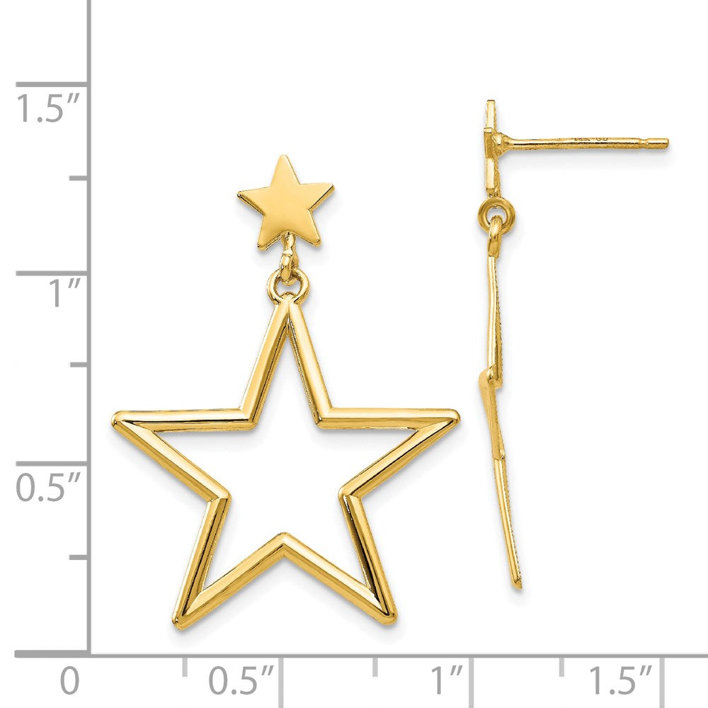 14K Gelbgold Stern Hängend Ohrstecker