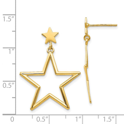 14K Gelbgold Stern Hängend Ohrstecker