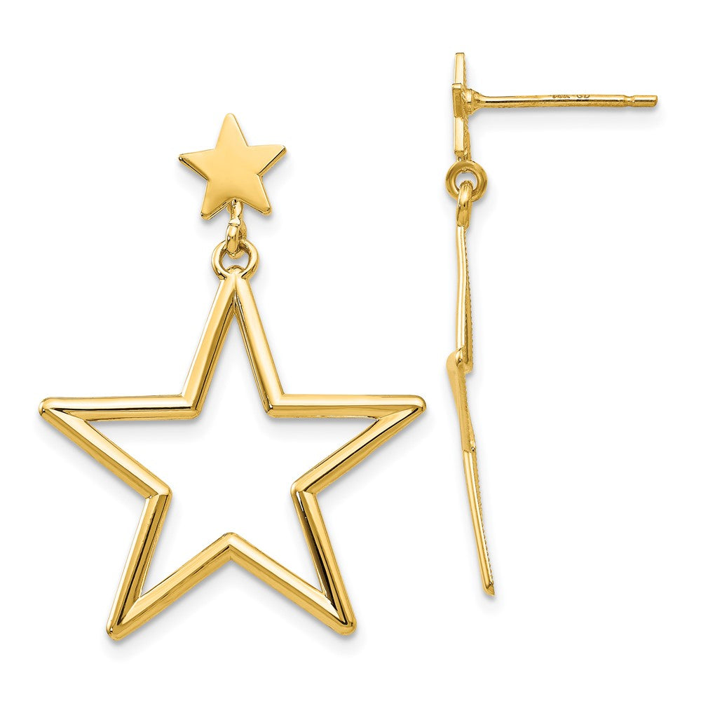 14K Gelbgold Stern Hängend Ohrstecker