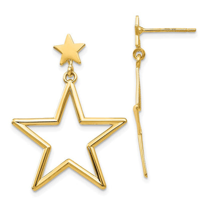 14K Gelbgold Stern Hängend Ohrstecker