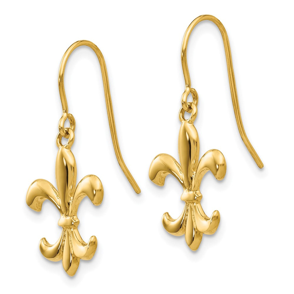 14K Gelbgold Poliert Fleur De Lis Ohrhänger