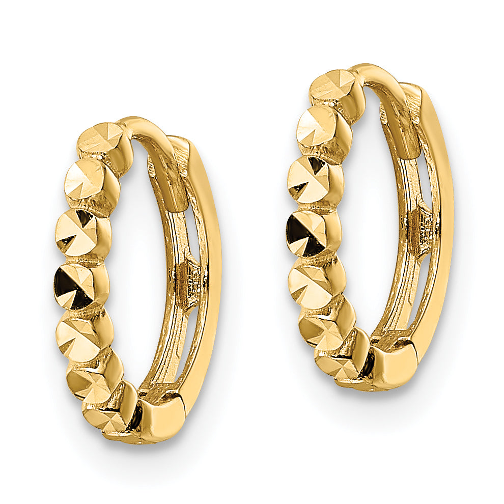 14K Gelbgold Diamantiert 2x12mm Klappbar Creolen