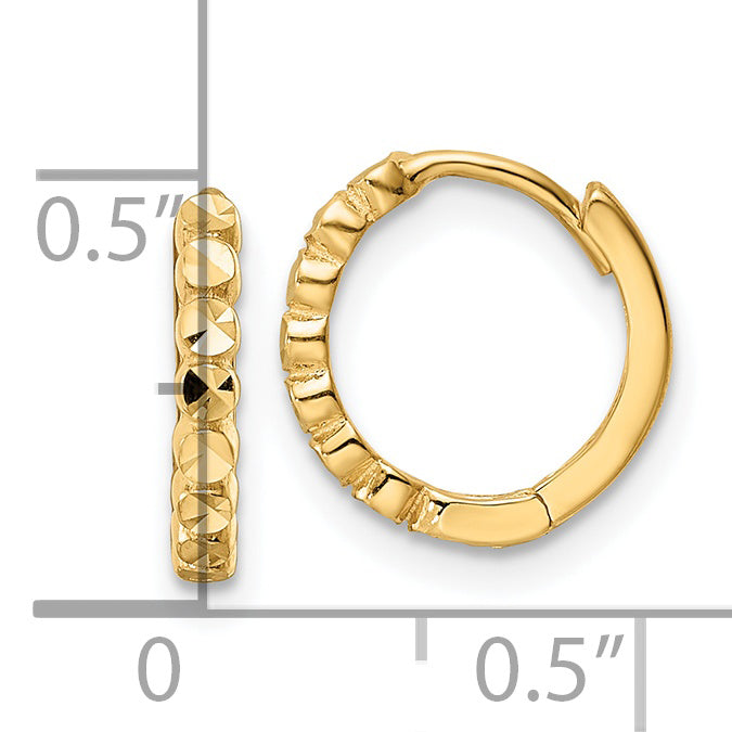 14K Gelbgold Diamantiert 2x12mm Klappbar Creolen