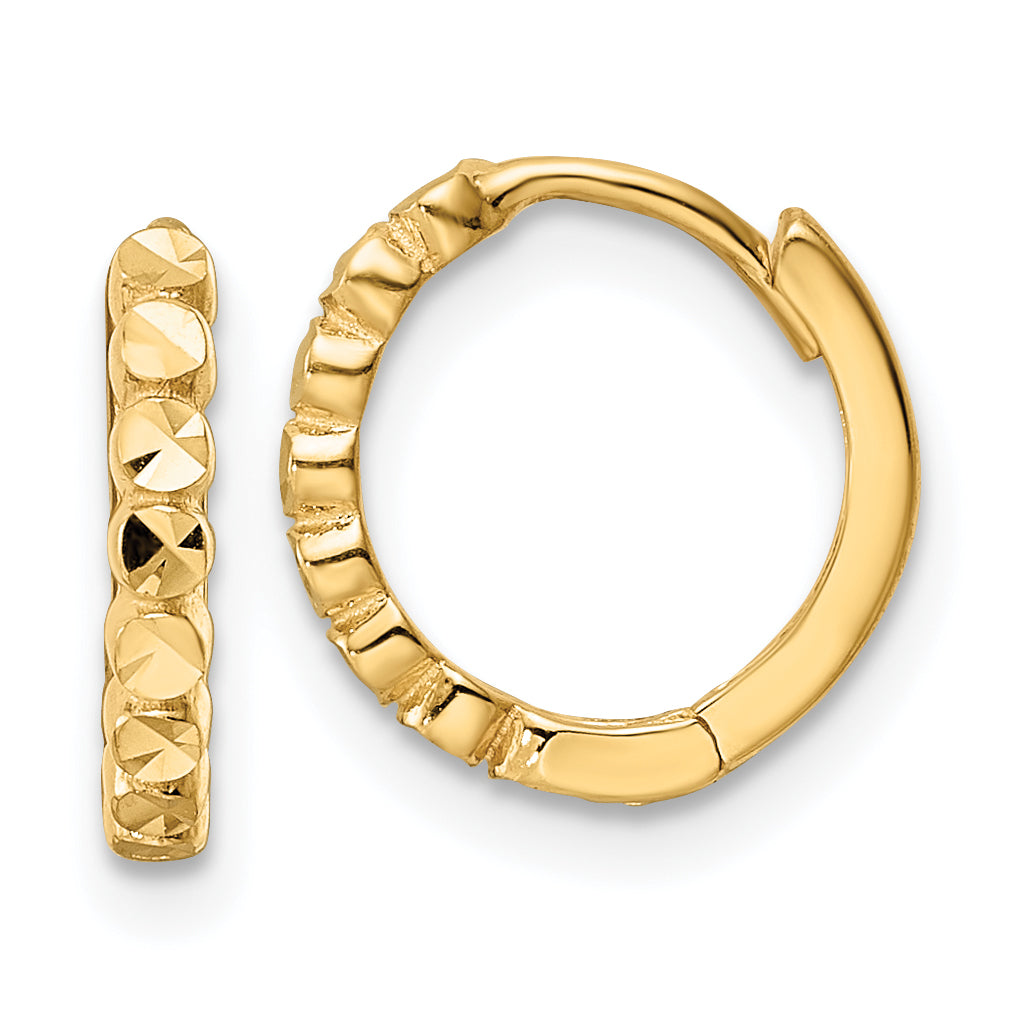 14K Gelbgold Diamantiert 2x12mm Klappbar Creolen