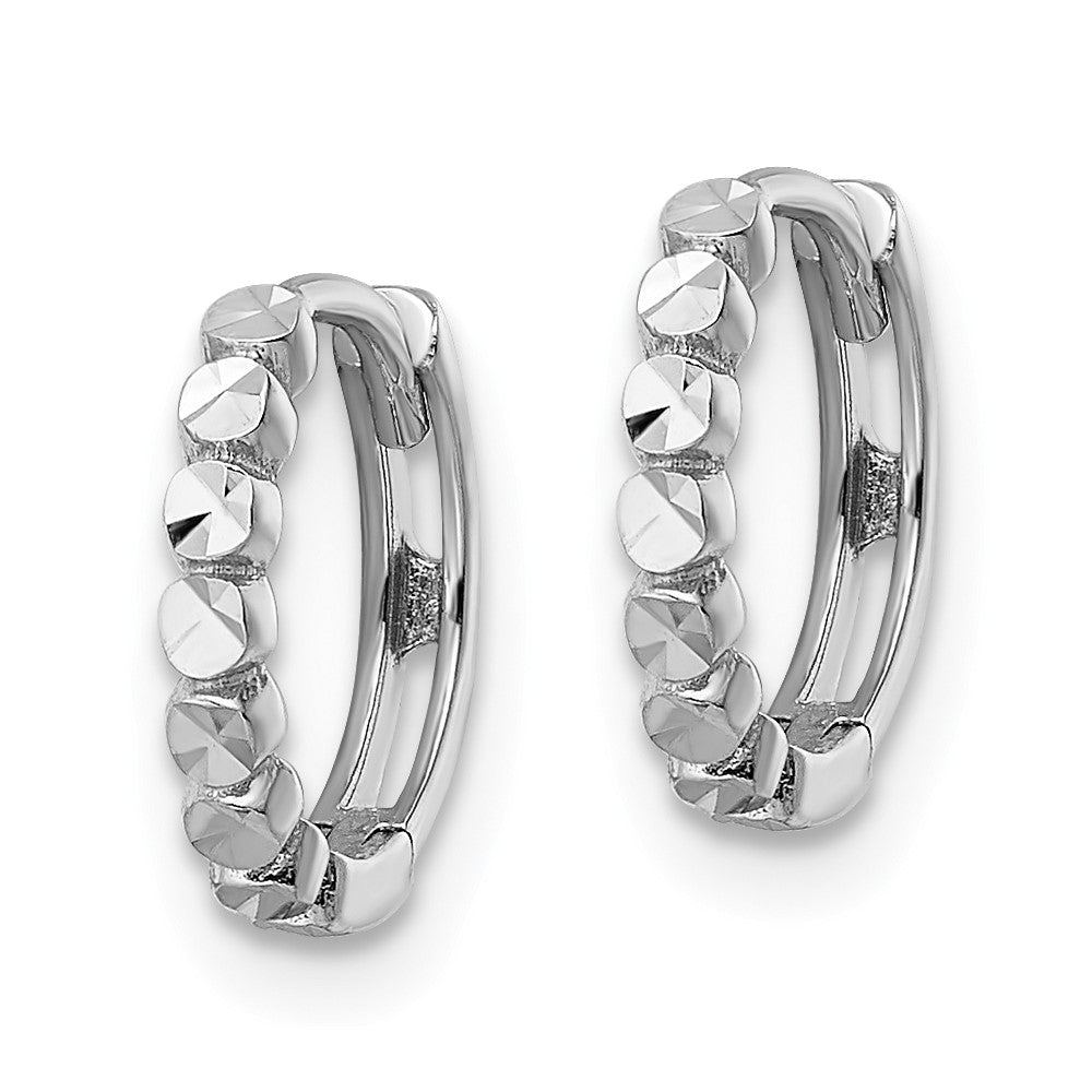 14K Weißgold Diamantiert 2x12mm Klappbar Creolen