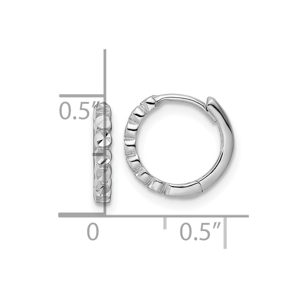 14K Weißgold Diamantiert 2x12mm Klappbar Creolen