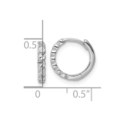 14K Weißgold Diamantiert 2x12mm Klappbar Creolen