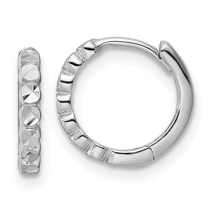 14K Weißgold Diamantiert 2x12mm Klappbar Creolen