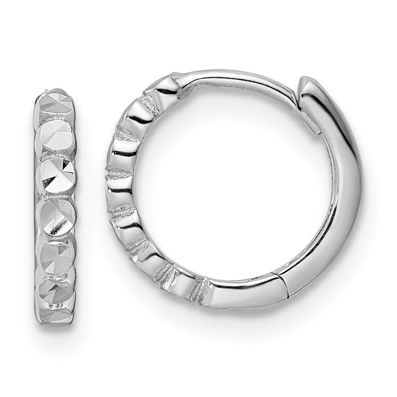 14K Weißgold Diamantiert 2x12mm Klappbar Creolen