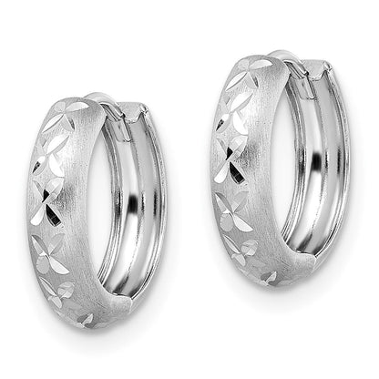 14K Weißgold Diamantiert X Satiniert 3x13mm Klappbar Creolen