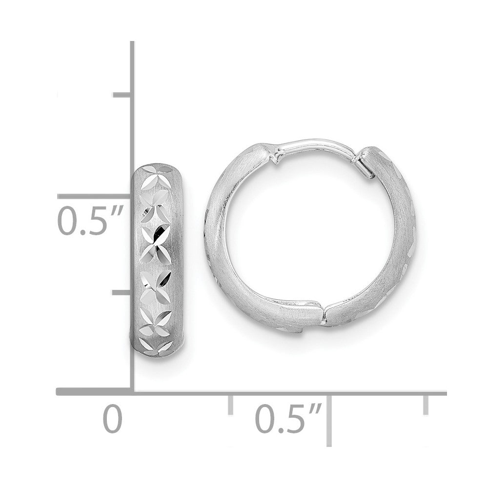 14K Weißgold Diamantiert X Satiniert 3x13mm Klappbar Creolen
