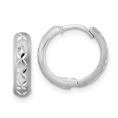 14K Weißgold Diamantiert X Satiniert 3x13mm Klappbar Creolen