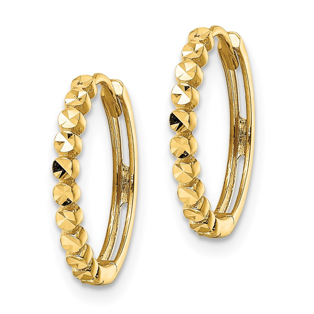 14K Gelbgold Diamantiert 2x16mm Klappbar Creolen