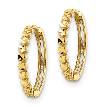14K Gelbgold Diamantiert 2x16mm Klappbar Creolen