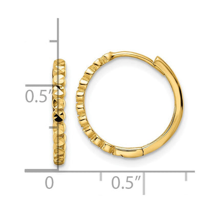 14K Gelbgold Diamantiert 2x16mm Klappbar Creolen
