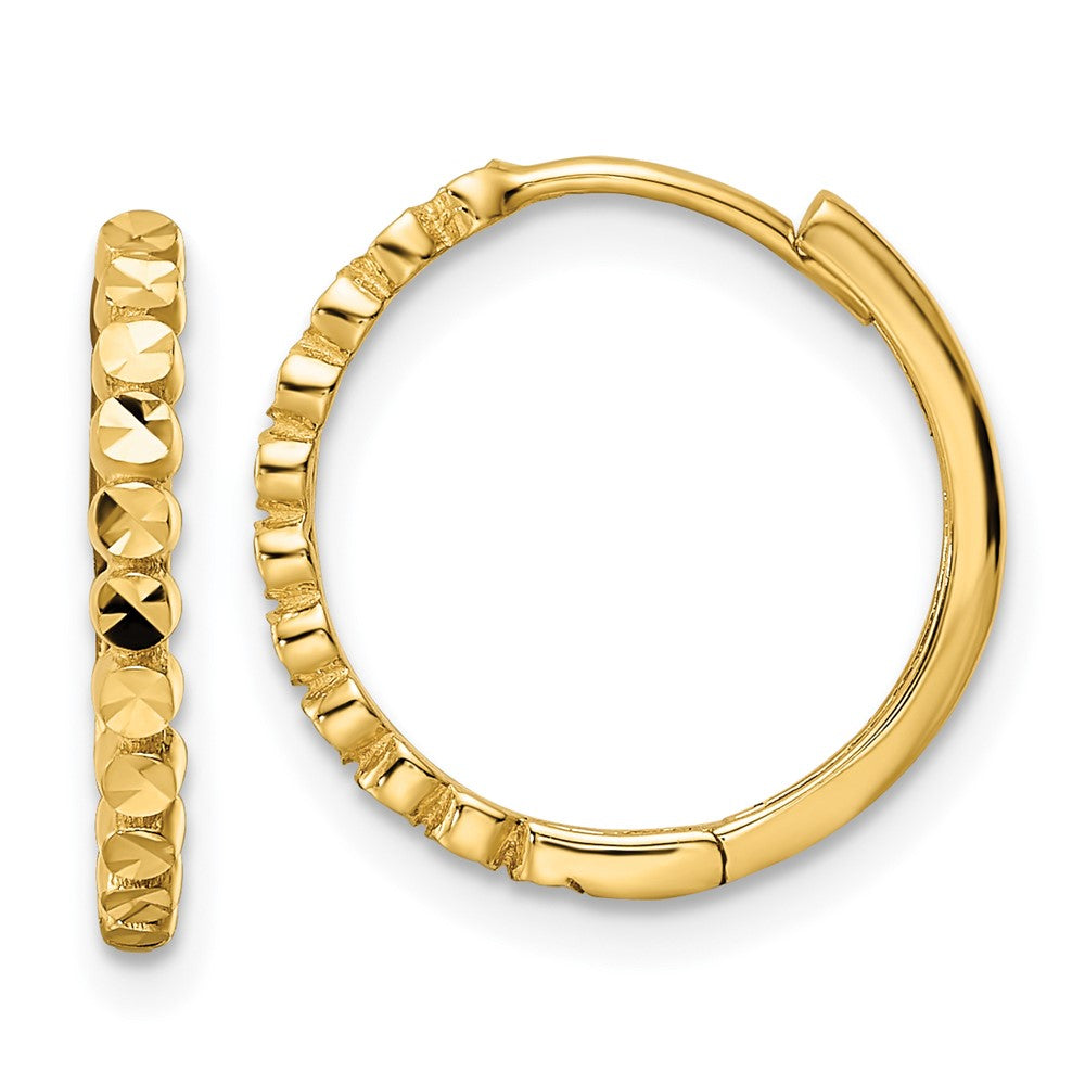 14K Gelbgold Diamantiert 2x16mm Klappbar Creolen