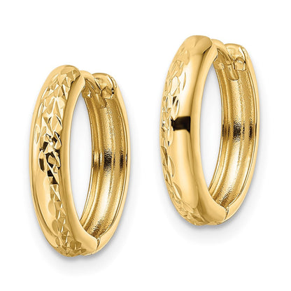 14K Gelbgold Poliert Strukturiert 3x15mm Klappbar Creolen