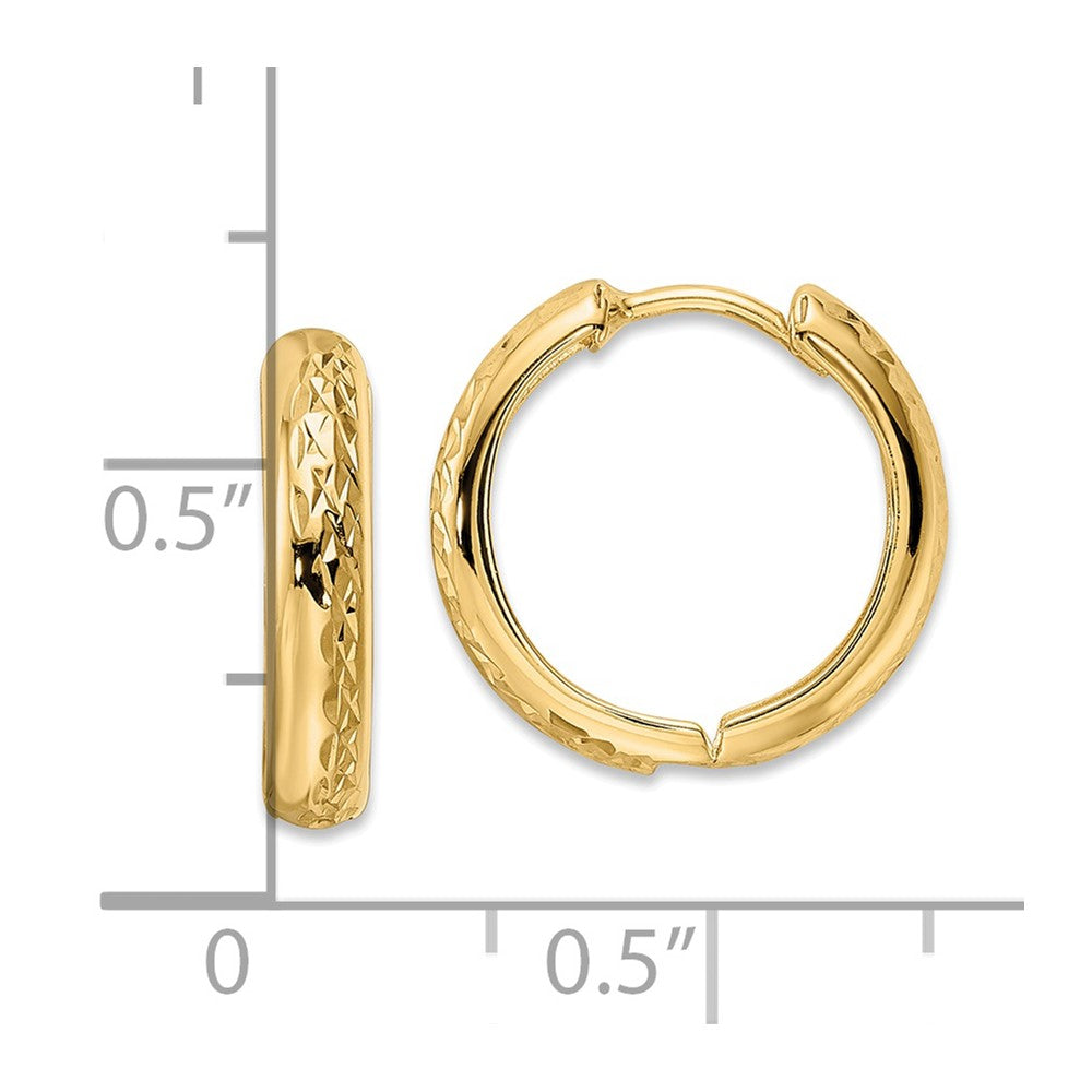 14K Gelbgold Poliert Strukturiert 3x15mm Klappbar Creolen