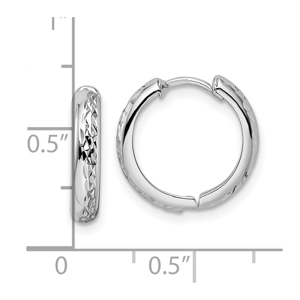 14K Weißgold Poliert Strukturiert 3x15mm Klappbar Creolen