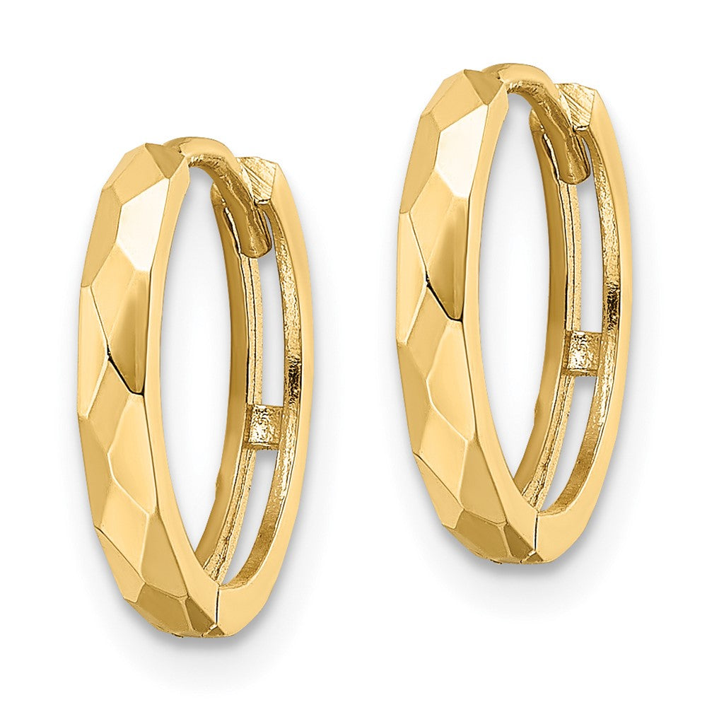 14K Gelbgold Poliert Facettiert 2x14mm Klappbar Creolen