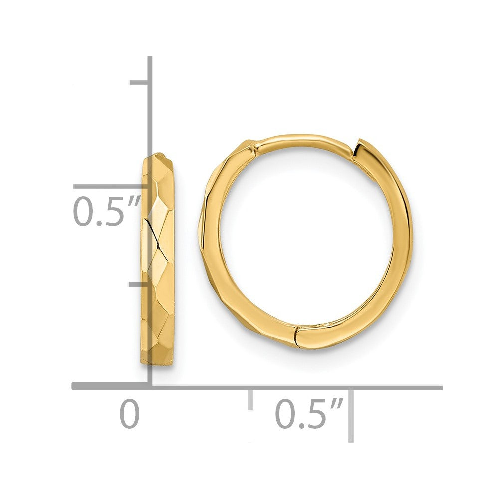 14K Gelbgold Poliert Facettiert 2x14mm Klappbar Creolen