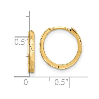 14K Gelbgold Poliert Facettiert 2x14mm Klappbar Creolen