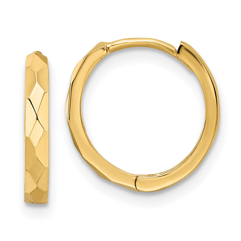 14K Gelbgold Poliert Facettiert 2x14mm Klappbar Creolen