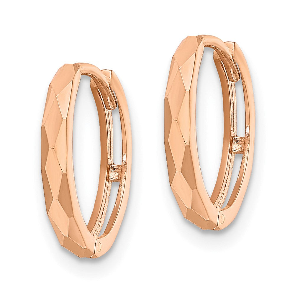 14K Roségold Poliert Facettiert 2x14mm Klappbar Creolen
