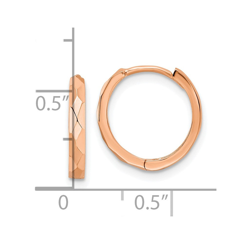 14K Roségold Poliert Facettiert 2x14mm Klappbar Creolen