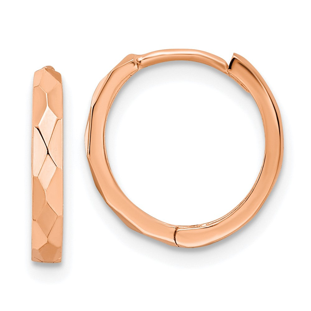 14K Roségold Poliert Facettiert 2x14mm Klappbar Creolen