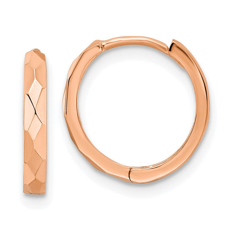 14K Roségold Poliert Facettiert 2x14mm Klappbar Creolen