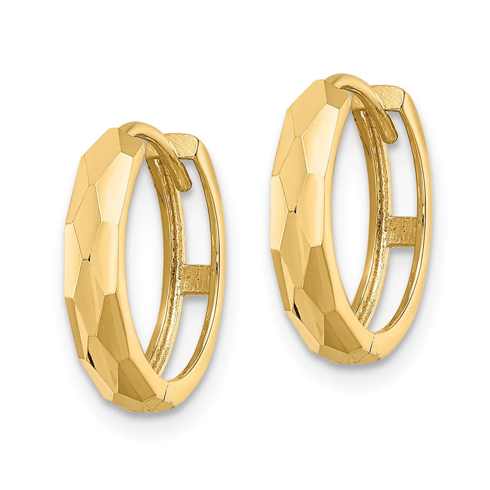14K Gelbgold Poliert Facettiert 3x15mm Klappbar Creolen