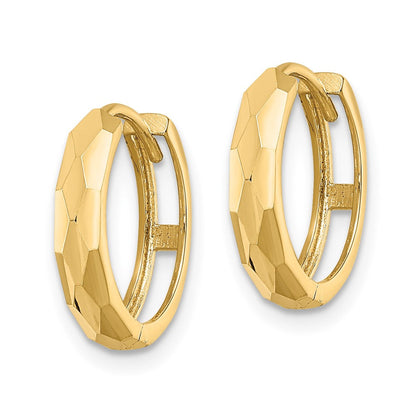 14K Gelbgold Poliert Facettiert 3x15mm Klappbar Creolen