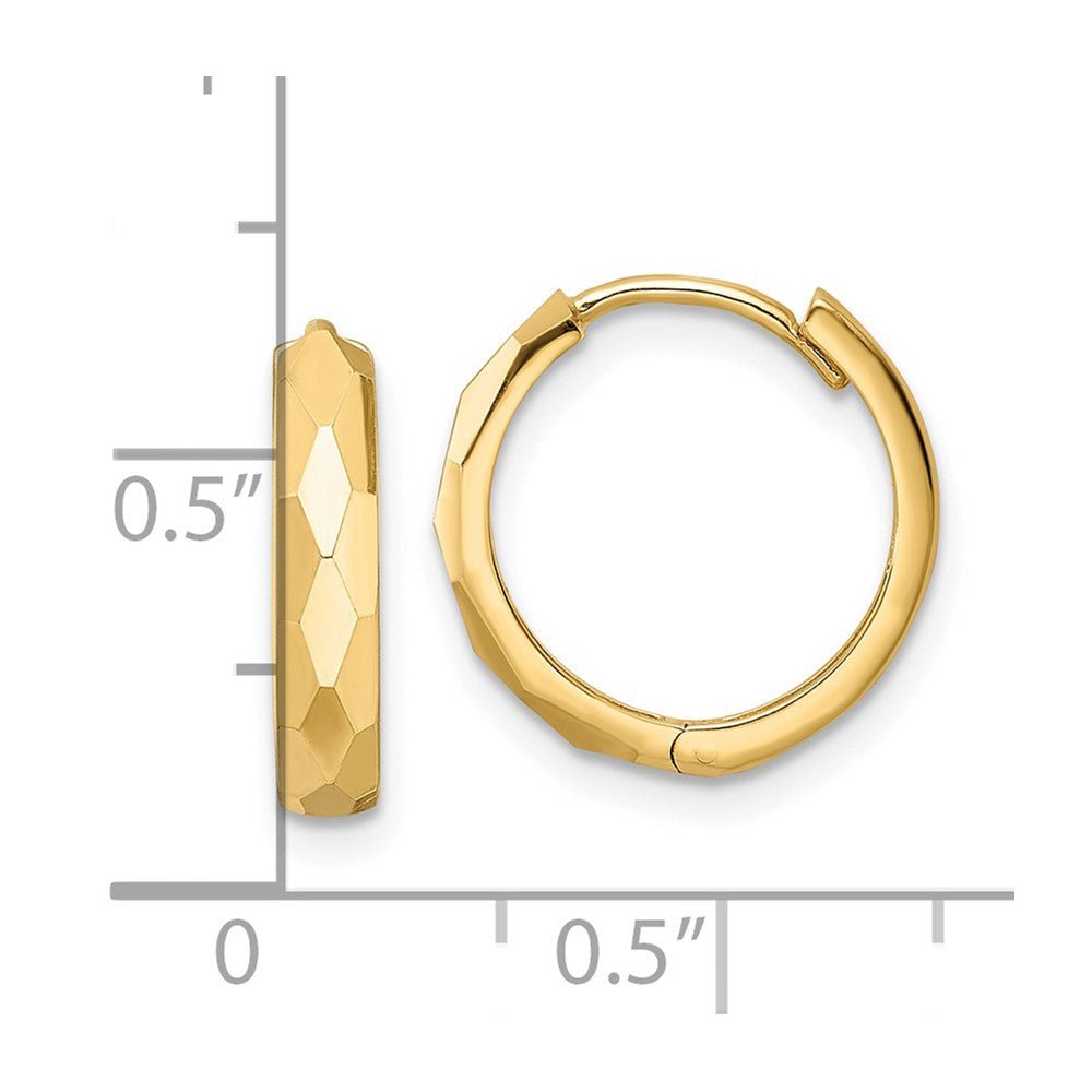 14K Gelbgold Poliert Facettiert 3x15mm Klappbar Creolen
