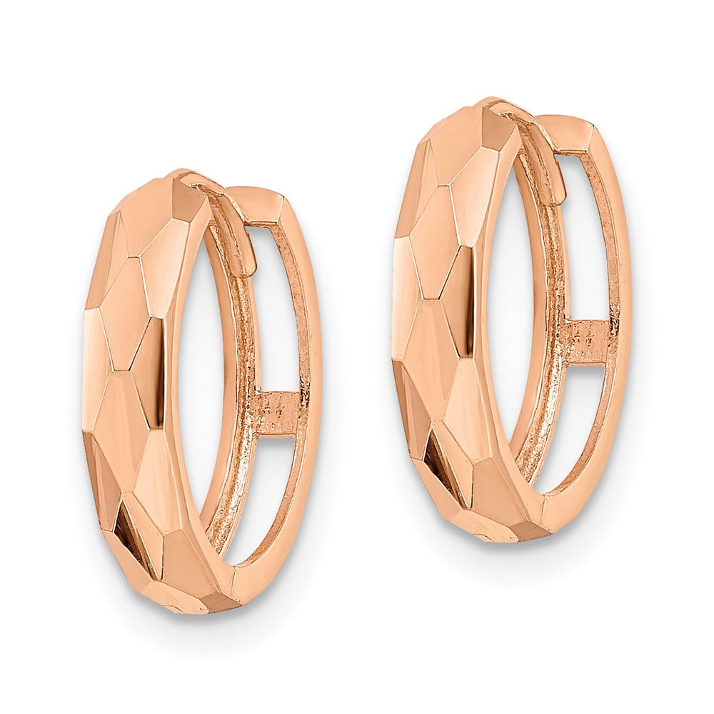 14K Roségold Poliert Facettiert 3x15mm Klappbar Creolen