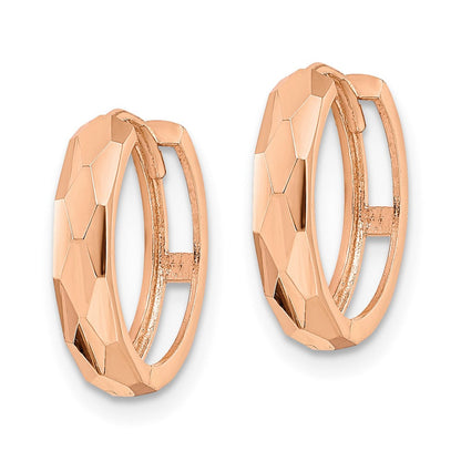 14K Roségold Poliert Facettiert 3x15mm Klappbar Creolen