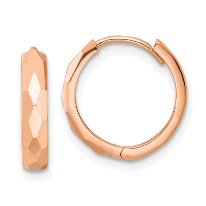 14K Roségold Poliert Facettiert 3x15mm Klappbar Creolen