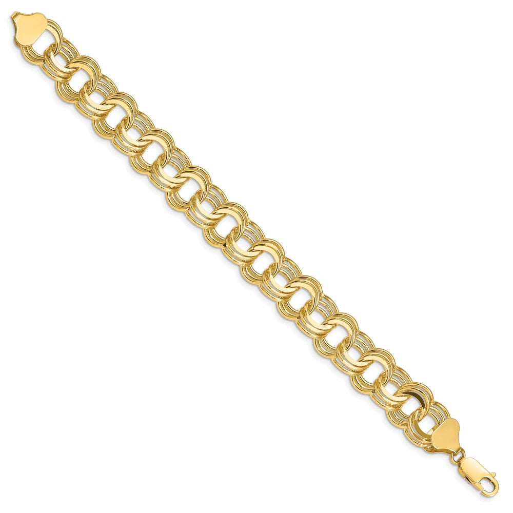 7 Zoll 14K Dreifach Glieder Charm Armband