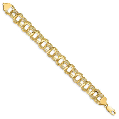 7 Zoll 14K Dreifach Glieder Charm Armband