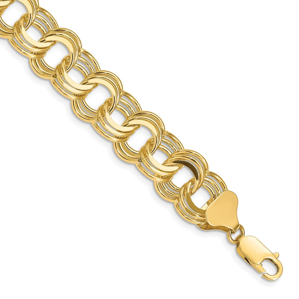 7 Zoll 14K Dreifach Glieder Charm Armband