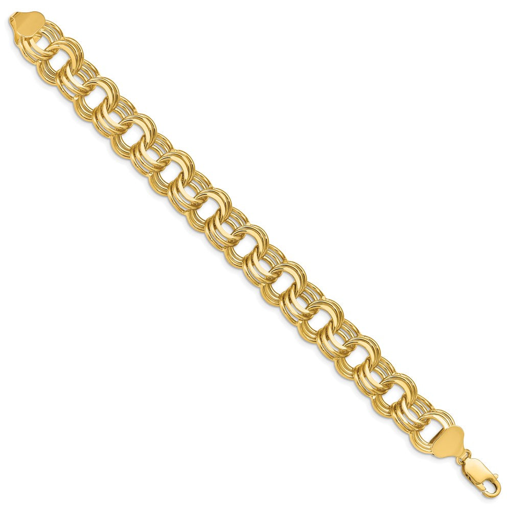 14K Dreifach Glieder Charm Armband