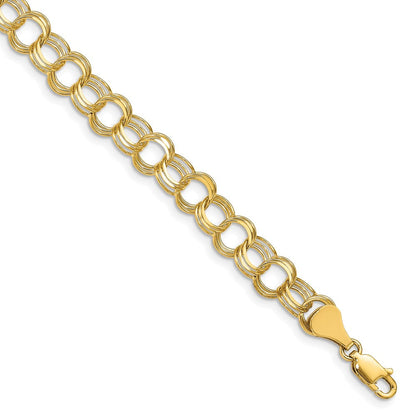 14K Dreifach Glieder Charm Armband