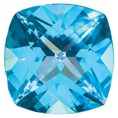 Edelstein Eis Blau Passion Topas 8mm Antik Kissen Schachbrett