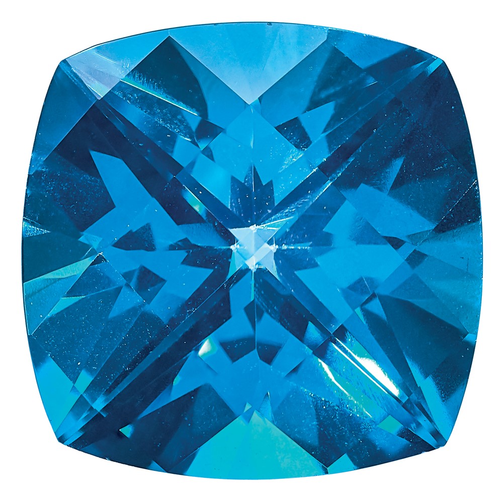 Edelstein Kashmir Blau Passion Topas 5mm Antik Kissen Schachbrett
