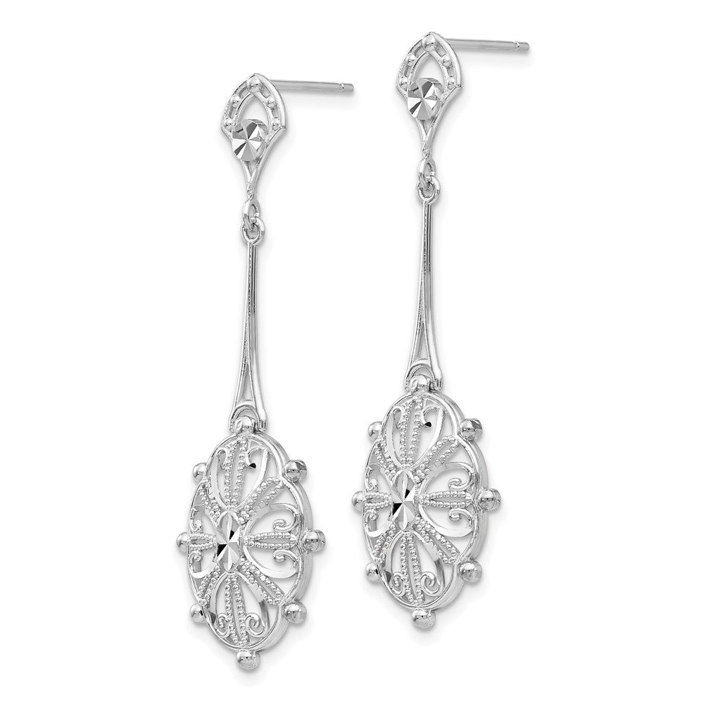 14K Weißgold Diamantiert Filigran Ohrringe